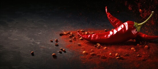 A copy space image featuring a food concept highlighting a dried red chili pepper