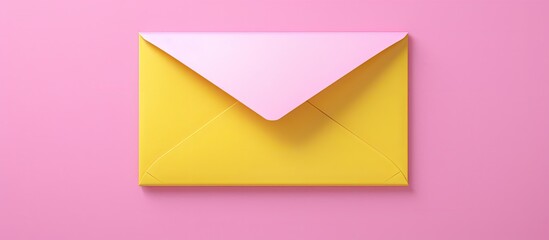 A copy space image of a yellow email sign seen from a top view against a pink background - Powered by Adobe