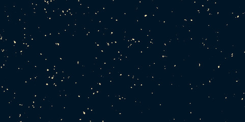 Luxury gold sparkle confetti glitter and zigzag ribbon falling down on blue background. Vector illustration. Festive overlay, happy new year holiday concept background.