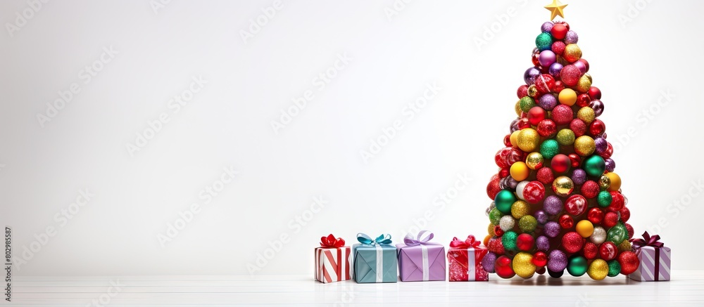 Aufkleber A festive Christmas tree and candy displayed on a white background create an eye catching copy space image
