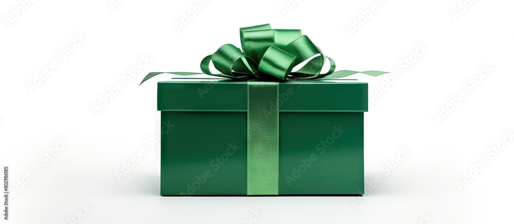 Aufkleber A copy space image of an open green gift box with a lid and ribbon is displayed on a white background