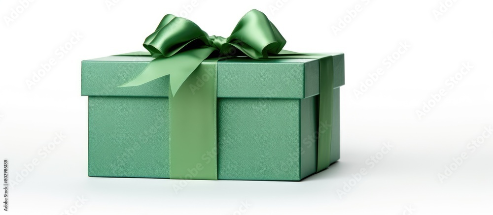 Aufkleber A copy space image of an open green gift box with a lid and ribbon is displayed on a white background