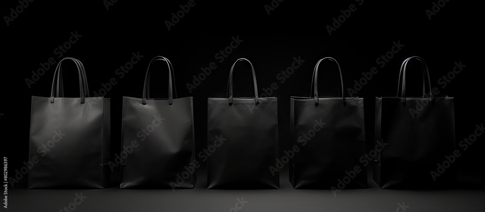 Poster a copy space image of a black shopping bag set against a white backdrop