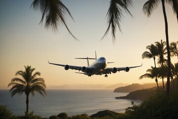 airplane in the sunset