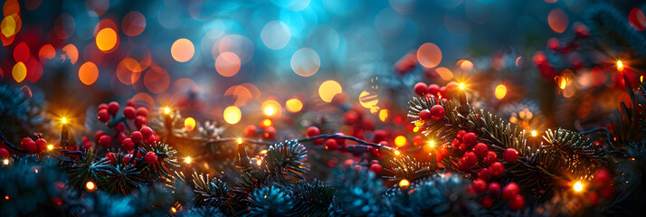 Holiday Lights Frame - Minimalist Design for Copy Space and Background