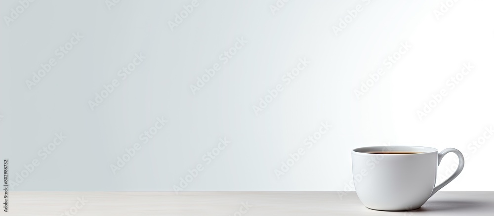 Aufkleber A cup placed alone with no other objects around set against a plain white backdrop creating ample empty space in the image