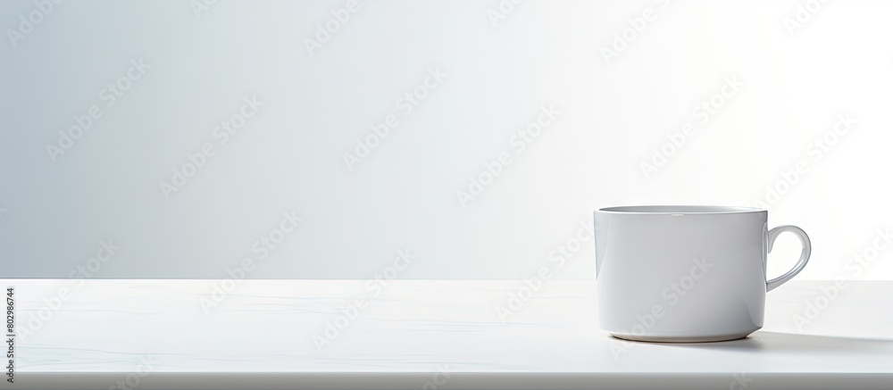 Aufkleber A cup placed alone with no other objects around set against a plain white backdrop creating ample empty space in the image