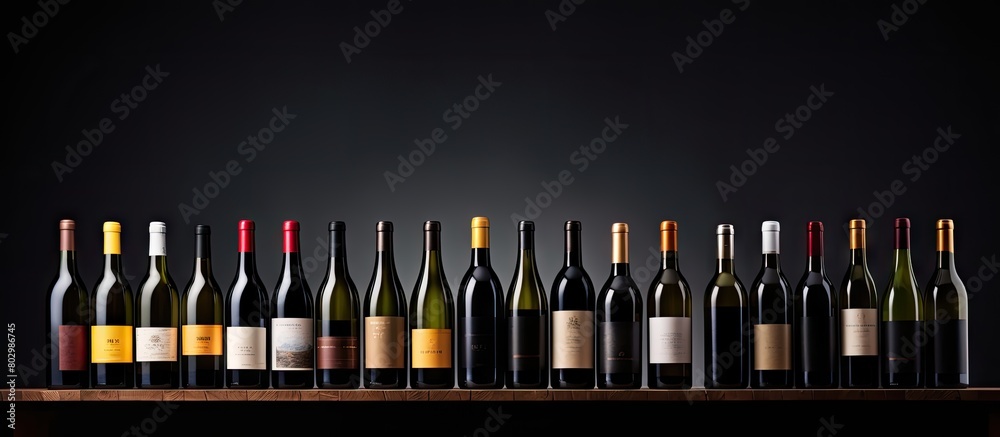 Poster A collection of wine bottles displayed against a dark background providing ample space for text or images