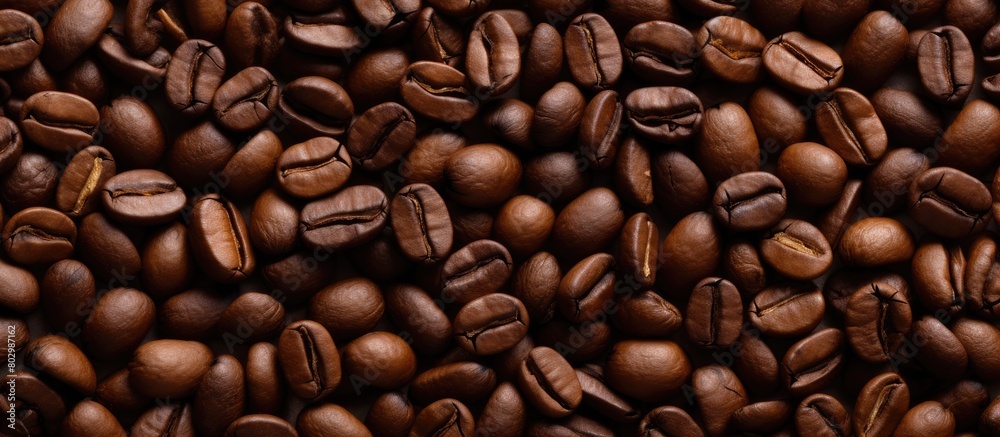 Aufkleber A bird s eye view of coffee beans as a background creating an enticing copy space image