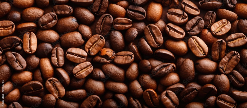 Aufkleber A bird s eye view of coffee beans as a background creating an enticing copy space image