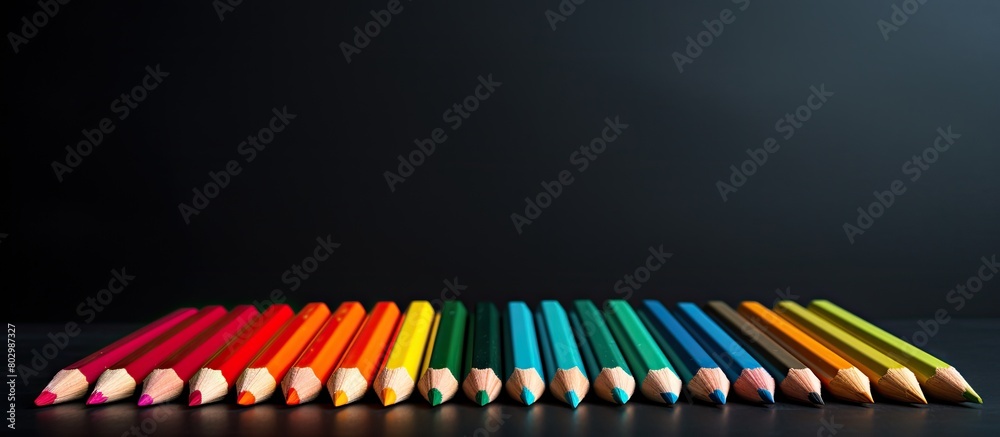 Aufkleber A copy space image of colorful crayons used for writing and illustrating on a classic blackboard representing the educational concept of learning in a school setting