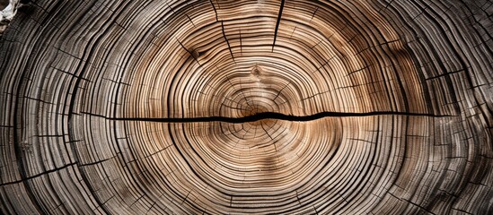 A detailed view of the concentric rings found on the cross section of a spruce tree trunk is...