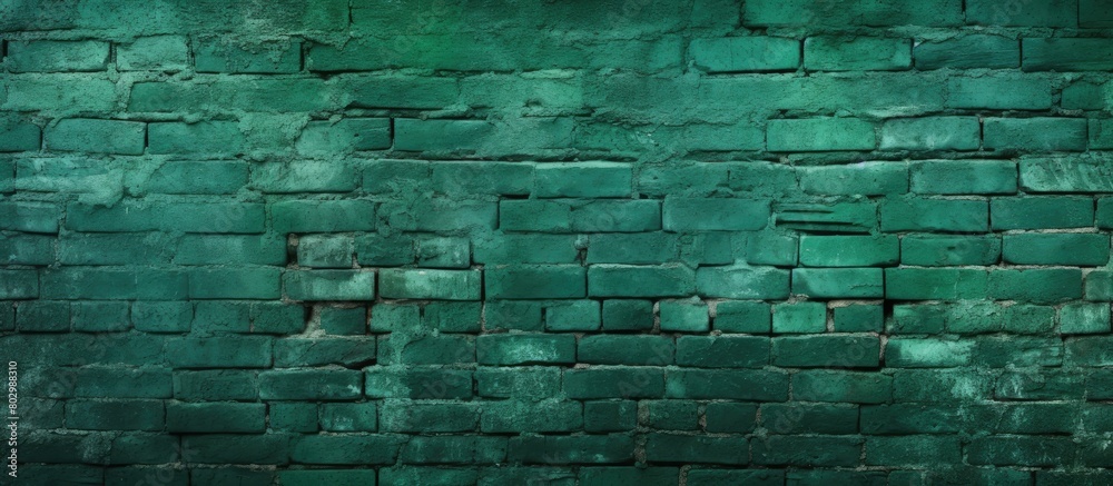 Poster a background image featuring a rough brick wall with a green color tone copy space available