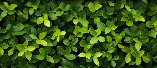 A background with a pattern of small green leaves suitable for adding copy space image