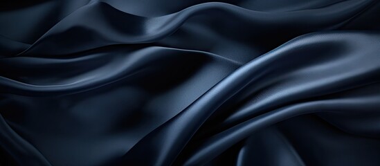 Obraz premium A close up of a dark blue fabric texture with no visible objects providing copy space for an image