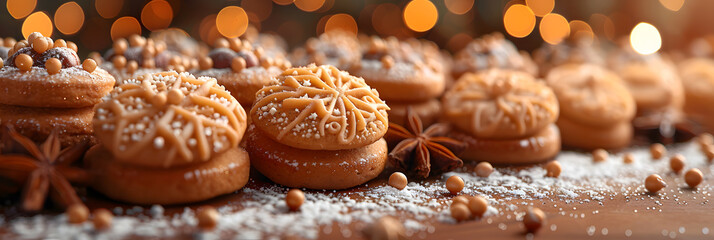 Winter Delights: Seasonal Food Arrangement with Warm Neutral Background