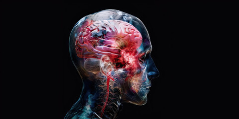 Primary CNS Lymphoma: The Brain Tumor and Neurological Deficits - Visualize a person with a highlighted brain affected by lymphoma, experiencing symptoms of a brain tumor and neurological deficits