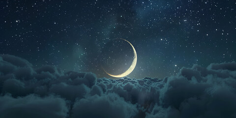 Luminous Moon Dreamy Sky Delight, Cloud Veil Mystical Moon Magic