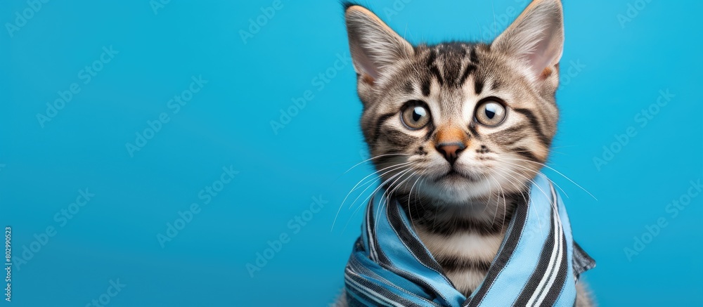 Aufkleber a beautifully dressed kitten is ready for the cold autumn and winter seasons wearing a warm sweater 