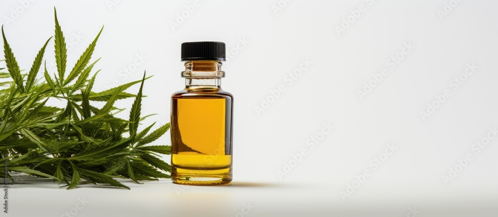 Aufkleber a bottle of medicinal cannabis extract oil is displayed on a white background representing the healt