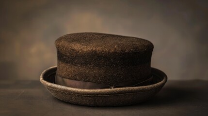 Vintage top hat on grunge background.