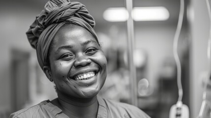 A nurse wearing a turban smiles for the camera