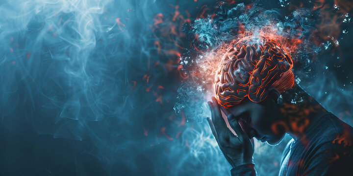 Neurocognitive Disorder Due to Traumatic Brain Injury: The Memory Loss and Executive Dysfunction - Visualize a person with a highlighted brain affected by a traumatic brain injury