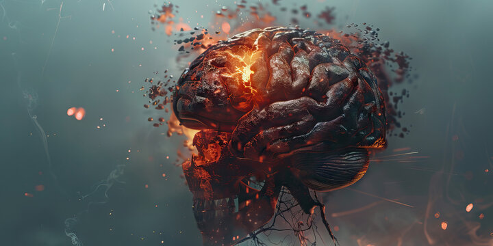 Chronic Traumatic Encephalopathy (CTE): The Memory Loss and Behavioral Changes - Imagine a person with a highlighted brain showing effects of repetitive head trauma, experiencing memory loss