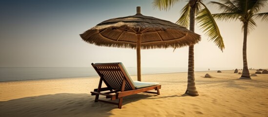Obraz premium beachside relaxation area with parasol chairs