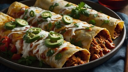 A plate of chicken enchiladas
