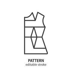Sewing pattern line icon. Editable stroke. Vector illustration.