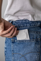 Condoms in jeans pocket. Prevent infection. World AIDS Day. The concept of sexual health.