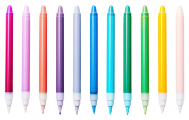 PNG  Multi colored markers pen white background arrangement