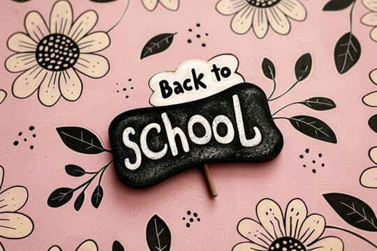 Playful "Back to School" Sign on Floral Background