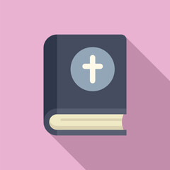 Obraz premium Holy bible book icon flat vector. Prayer religion. Catholic scripture