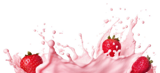 PNG  Strawberry milk splash border dessert fruit plant