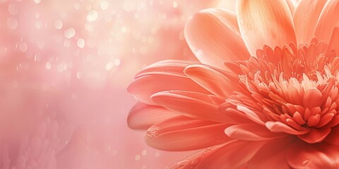 The background is completely mix Pink and Orange with no texture and the flower is in the right hand side