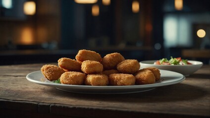 A plate of chicken nuggets