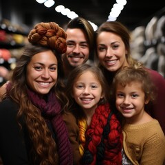 Obraz premium Chinese family playing clothes whole winter season