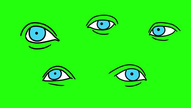 animation of moving and blinking eyes in cartoon style. 