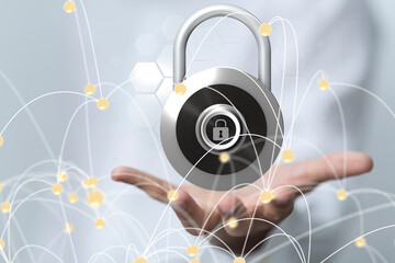 abstract lines with dots over dark background.