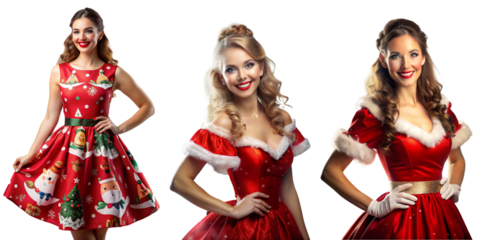 A beautiful lady wearing a Christmas dress