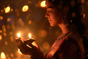 girl with candle, Diwali, also known as the Festival of Lights, is one of the most significant and...