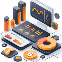Isometric infographics elements. Infographics for business and finance presentation.