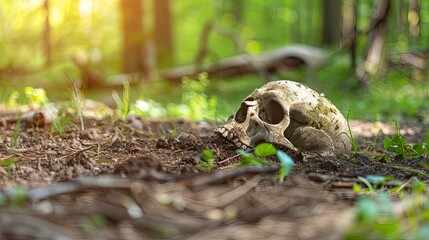 human scull in the wood Generative AI