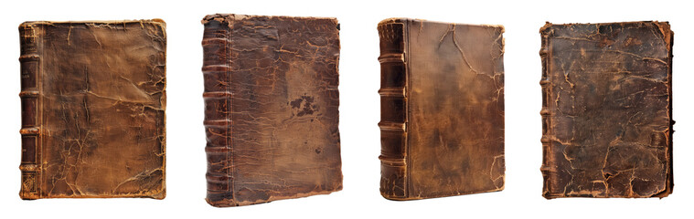 Brown Leather Book, transparent background, png set
