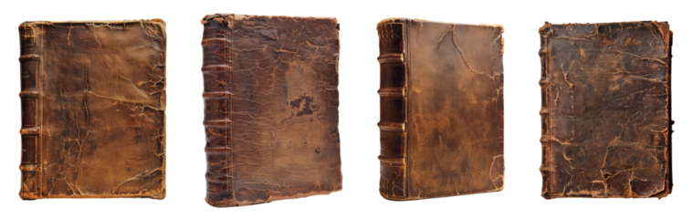 Brown Leather Book, transparent background, png set