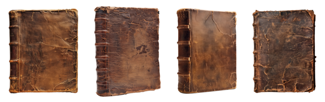 Brown Leather Book, transparent background, png set