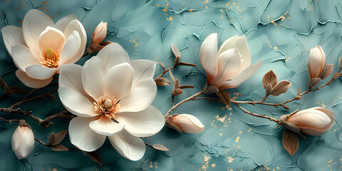 Turquoise Magnolia Bloom: A Romantic Illustration for Weddings or Celebrations