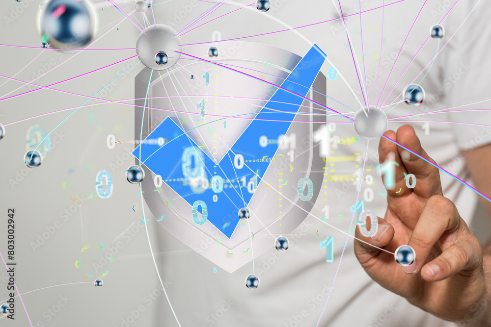 Poster cybersecurity and information or network protection 3d
